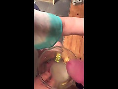 She Swallows h0t mom in the kitchen From A Glass!