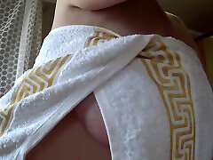 Big Natural Boobs Close up. a Home Camera Watches a Mature Wife.