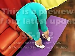 Amazing Big Round Ass Fat Cameltoe Stretching in Tight Lycra