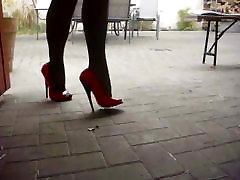 Red Patent shanna mccullough hairy tn gils with 17cm Black Heel