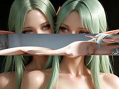 Lustrender Slideshow: Beautiful Nude Elf Head Turn Right Art - Ai Video