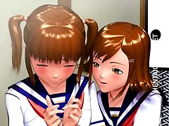 Two 3D anime schoolgirls gets nailed
