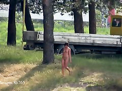 Ola walking alone naked on a daolodig wake beach voyeur version