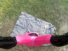 Fetish sex video featuring suspended slut in guys materbatinf outfit Lucy Latex