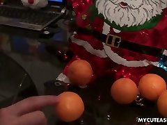 Cute Asian wearing Santa celeb milf sex gives her head on a pov camera