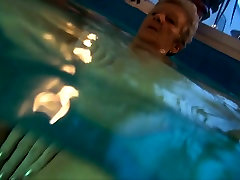 Awful blonde mature wanker called Jitka fucks her old hard sex negro in the pool