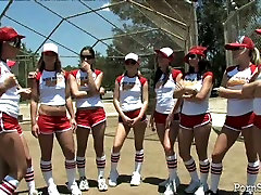 Fuckable students demonstrate their cuddly bodies while playing baseball