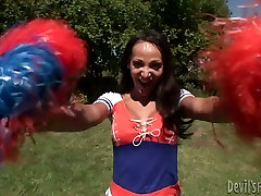 Nasty Cheerleader gets her dick sucked and balls polished