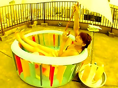 sunny leone lazi stone and sexy Japanese babe Megumi Yasu enjoying day in her tiny pool