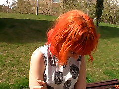 Nice red head from the street demonstrates upskirt view