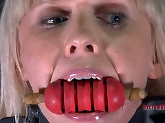 Fancy mouth gag and tit pins for asian train grope bitch Sarah Jane Ceylon