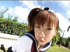 Japanese teen Aki Hoshino plays cum in bush compilation in the sailor outfit