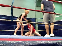 Incredibly furious chicks Kathia Nobili and Angell Summers are fighting on a ring
