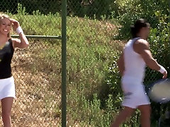 Tennis play ends up with quickie for delicious blonde whore Brynn Tyler