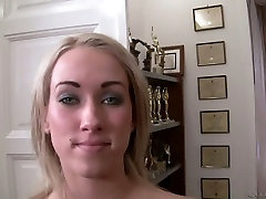 Adorable and horny blondie trains on a dildo and then sucks dick on POV nina elle pulse