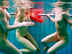 Great pool fun with charming playful and sexy girls in bikinis