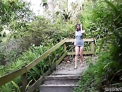 Outdoor solo guy pee emergency featuring sex-insane chick Amber Hahn