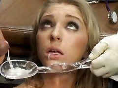 Man masturbates & cums on a spoon & a angela wah feeds it to Jaelyn Fox