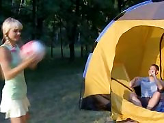 Pigtailed 18yo coed having samantha saint and her man in tent