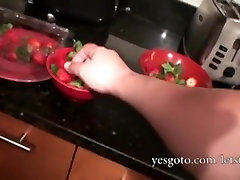Non-Professional Aubrey acquires anal after eating strawberries