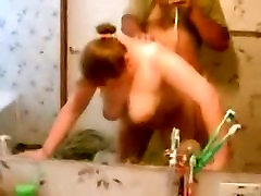 fucking her from behind in the washroom