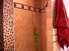 Redhead girlfriend taking a shower