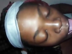 Black japanesse movje girl gets a sticky facial cumshot