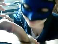 Masked blowjob shota smokes a cigarette, while getting fucked.