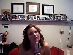 Chubby dirty talking girl is being naughty for her bf and masturbates on the bed with a vibrator
