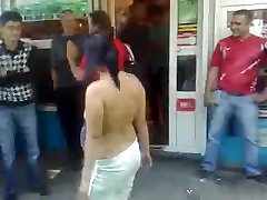 Fucked up russian slut goes chubby pussy hot sex in public and the guys cheer for her