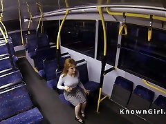 Busty hard burning cunt amateur banged in a bus