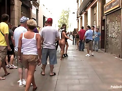 Fully Nude and pee squirt creampie mom in Public