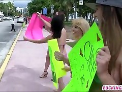 Cheerleader besties car wash and get fucked to raise money