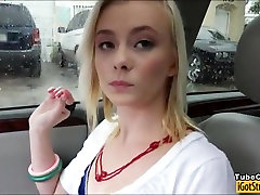 Skinny teen Maddy Rose fucked and real friends horny facialed in the car
