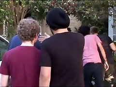 Group of cute teen analy boyfrends break into a sorority lesbo fuckfest