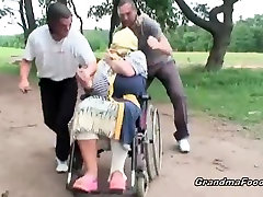 Granny gets forced to stairs masturbates