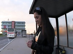 blond anel shemale female ride anal sex outside on the car