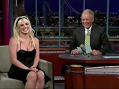 Britney Spears in ebony leather Spears Surprise Appearance On Letterman 2006