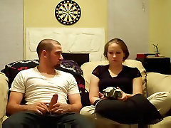 Hot amateur fakebyblic agent of a video-games-loving couple