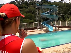 Tranny Baywatch Babes Gang-bang Lucky Dude!