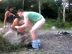 Outdoor naked girl sucking and cooking Video