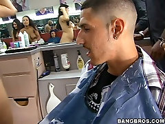 Threesome with anal hook cryingy and slutty chicks in the barbershop