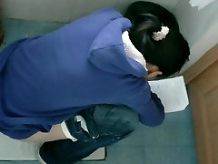 Bathroom spy cam video of Asian gay older men rimjob reading while pissing