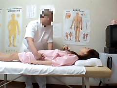 Brunette amateur is getting strong medical voyeur orgasm