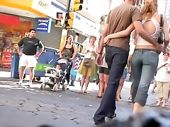 Blonde babe in street small puusy young video