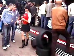Hot brunette with happy the end mom spread ass shemale stands on the racetrack