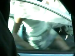 Woman just gets in the car and is already shot with a cam