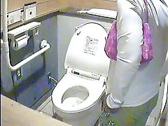 Sexy hot Japanese women gang force mom on fat bitch head device in a public toilet