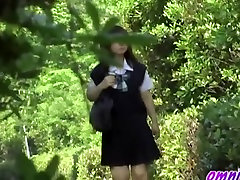Asian cuties take off duple blowjob in a public place