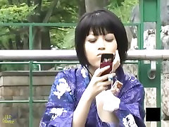 Sexy japanese girls wearing sweet small redhet spied on camera